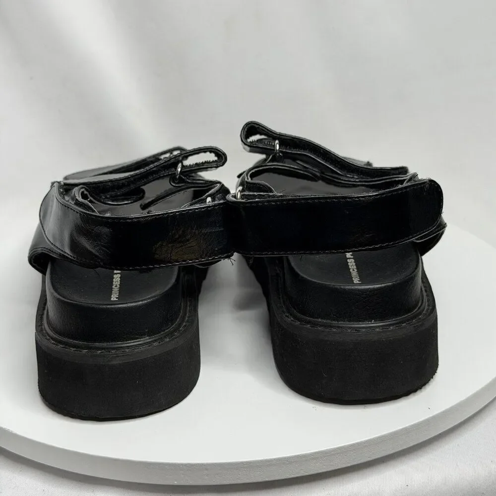 Princess Polly Rue Chunky Platform Sandals Black Slingback Shoes Size‎ 6